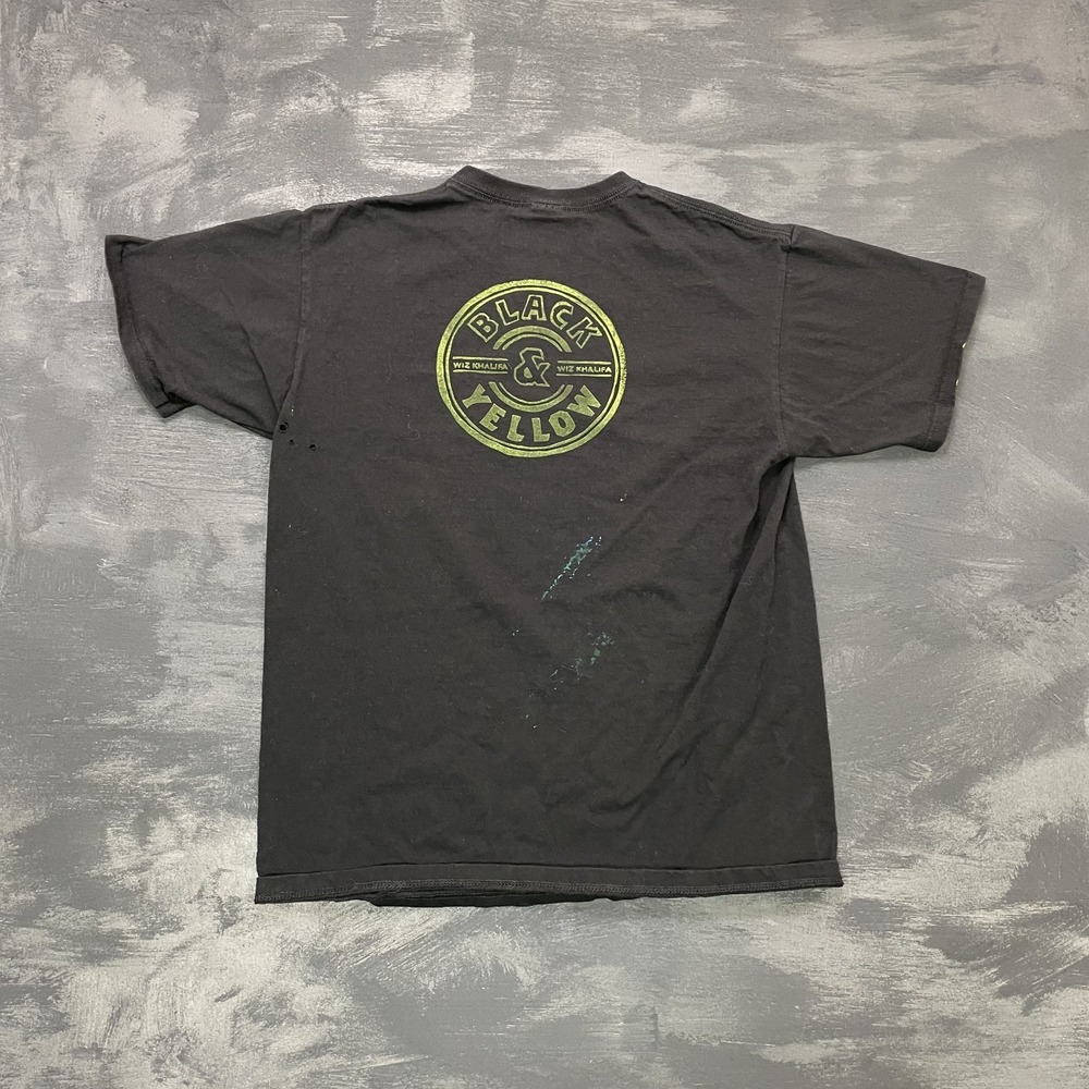Vintage Graphic T-Shirt Men Large Black 2000s Anvil Wiz Khalifa Black & Yellow